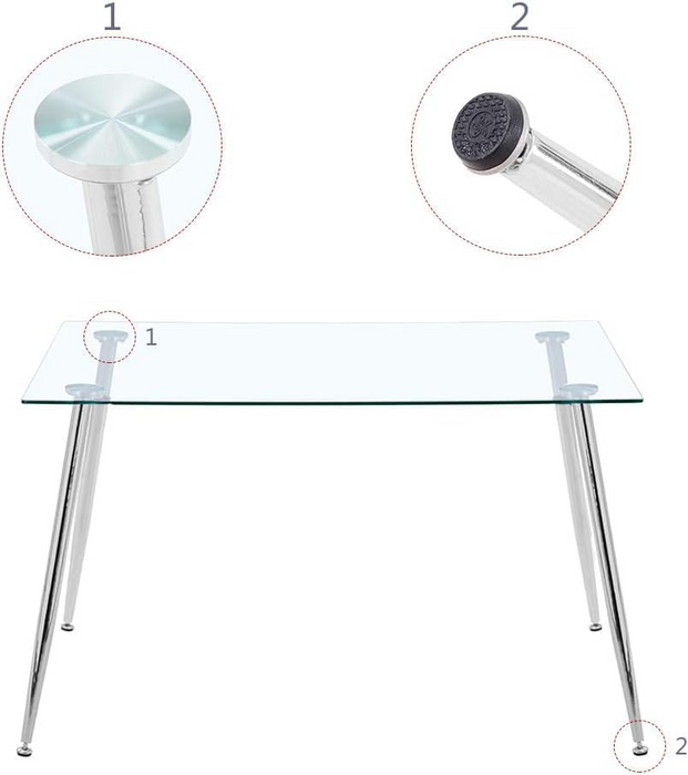 GOLDFAN Glass Dining Table for 4 ๏ผAWS-036-1.CA