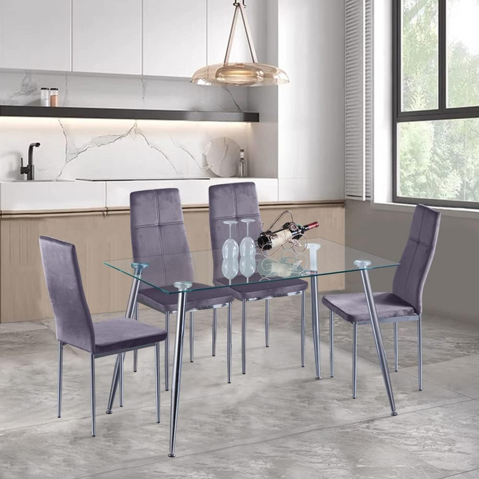 GOLDFAN Glass Dining Table for 4 ๏ผAWS-036-1.CA