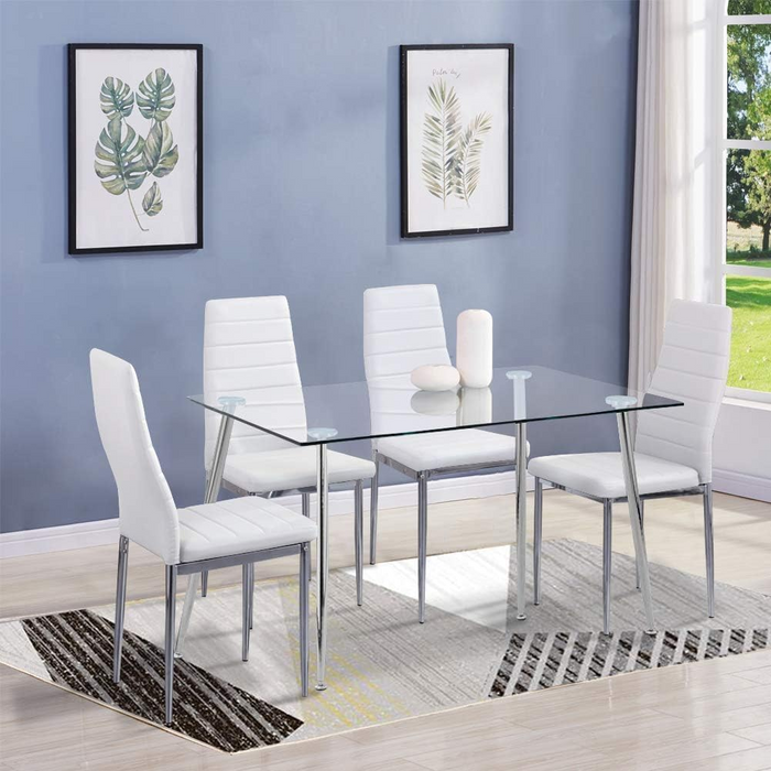GOLDFAN Glass Dining Table for 4 ๏ผAWS-036-1.CA
