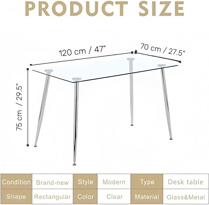 GOLDFAN Glass Dining Table for 4 ๏ผAWS-036-1.CA