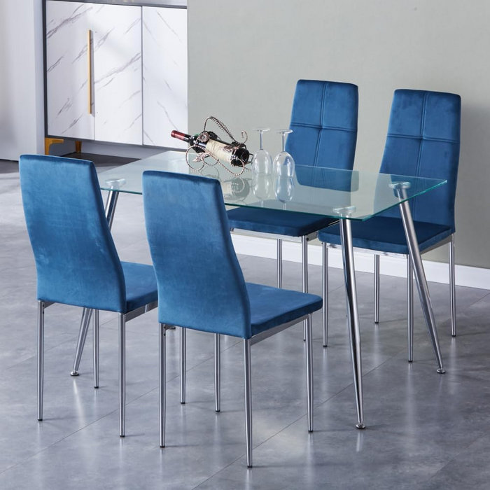GOLDFAN Glass Dining Table for 4 ๏ผAWS-036-1.CA