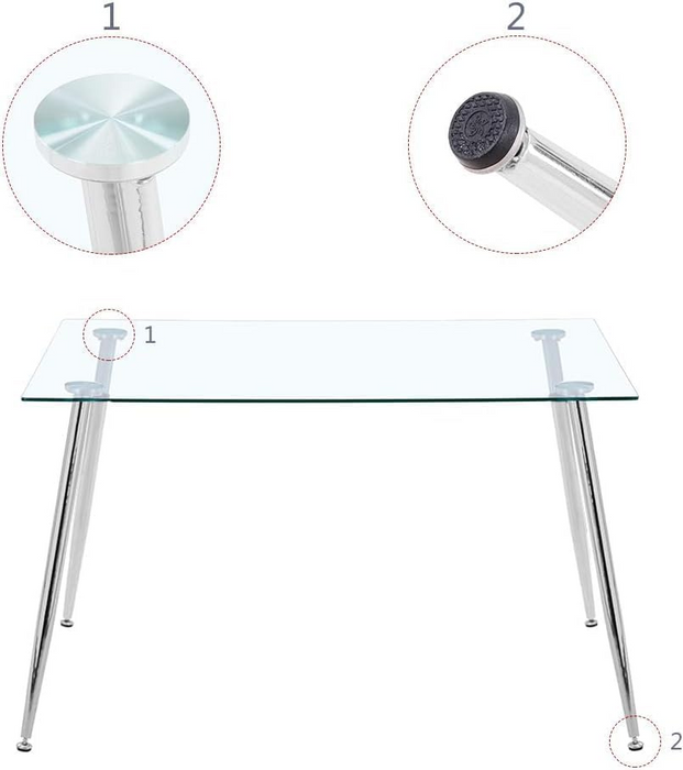 GOLDFAN Glass Dining Table for 4 ，AWS-036-1.CA