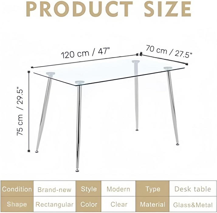 GOLDFAN Glass Dining Table for 4 ，AWS-036-1.CA